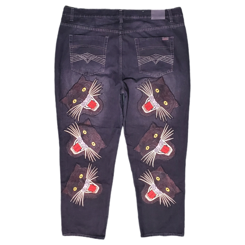Custom Swiss Cross Jeans with Panther Embroidery